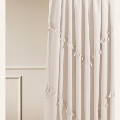 Chloe hellcremefarbener Vorhang mit hängenden Kreisen, 140x260 cm