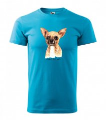 Štýlové pánske tričko bavlnené s potlačou psa čivava
