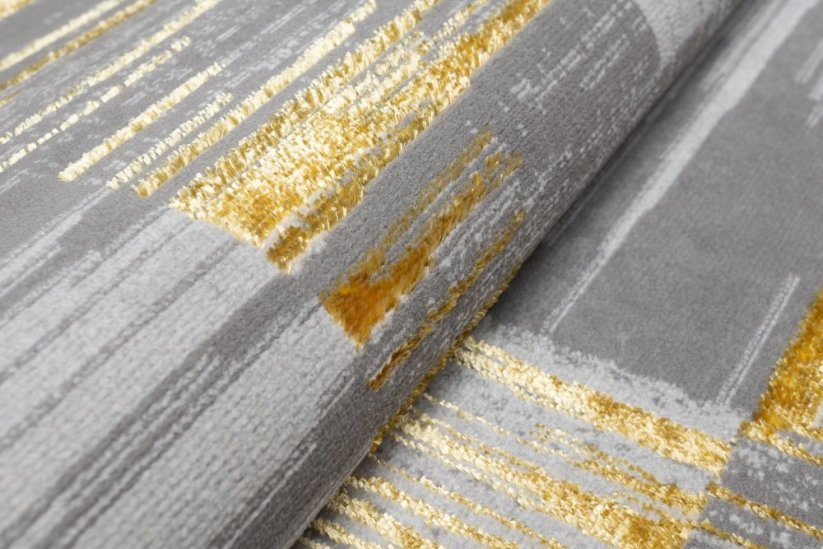 Moderný sivý koberec do obývačky so zlatým motívom - Rozmer koberca: Šírka: 120 cm | Dĺžka: 170 cm