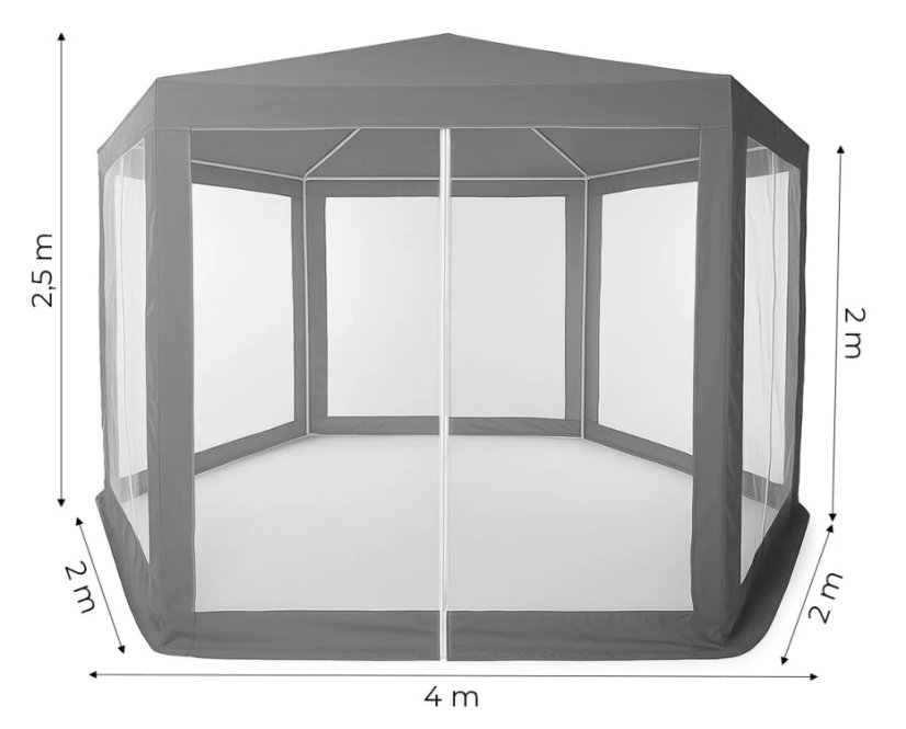 Gazebo da giardino con zanzariera 2 x 2 m