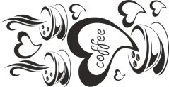 Adesivo da parete per cucina con motivo di caffè e cuori