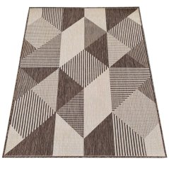 Stylový koberec s geometrickými vzory v hnědé barvě