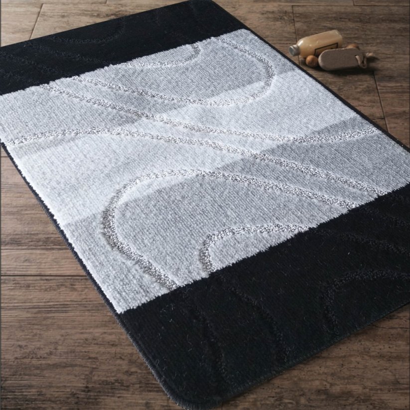 Fürdőszobai szőnyegek készlete fekete színben - Méret: 50 cm x 80 cm + 40 cm x 50 cm