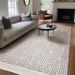 Designer-Wollteppich in Creme-Grau ALSTER