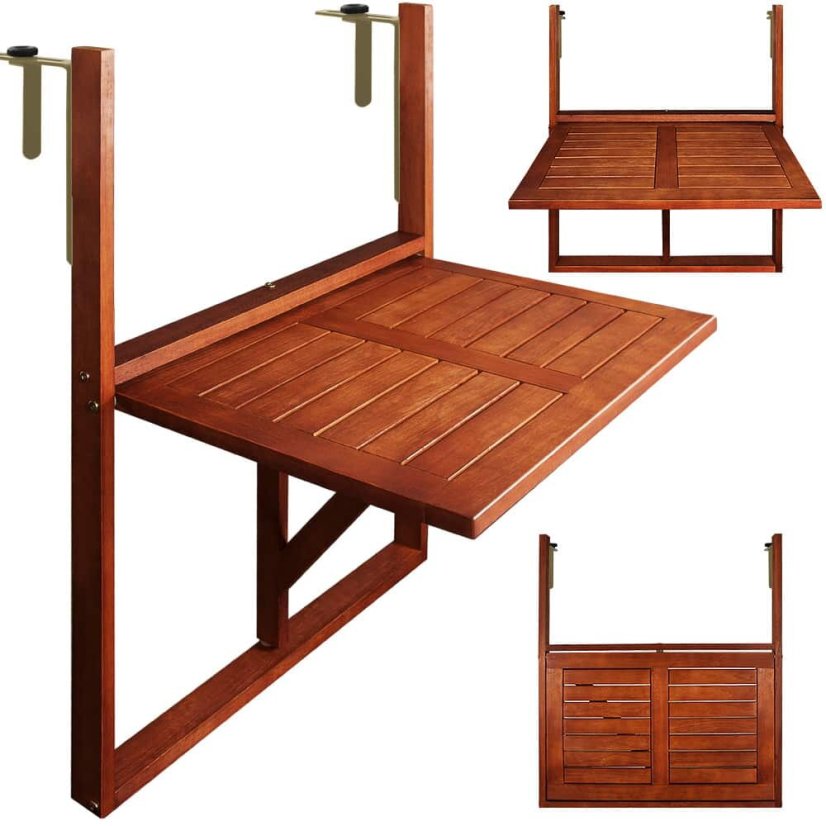 Klappbarer Balkontisch aus Akazienholz - 65 x 45 x 87 cm