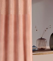 Elegantný lososový zatemňujúci záves so striebornými kruhmi 140x280 cm