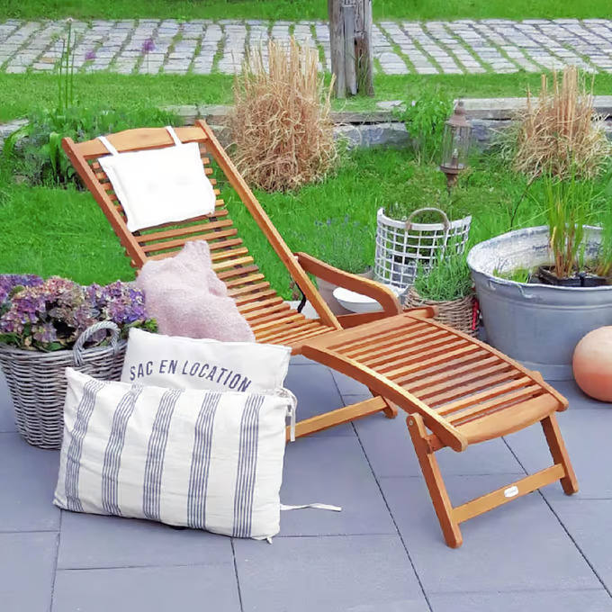 Lettino da giardino pieghevole 166 x 70 x 70 cm con poggiatesta