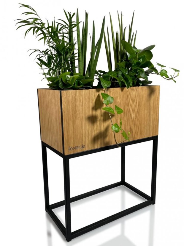 Ghiveci decorativ din stejar natural neted LOFT FIORINO 42X22X50 cm