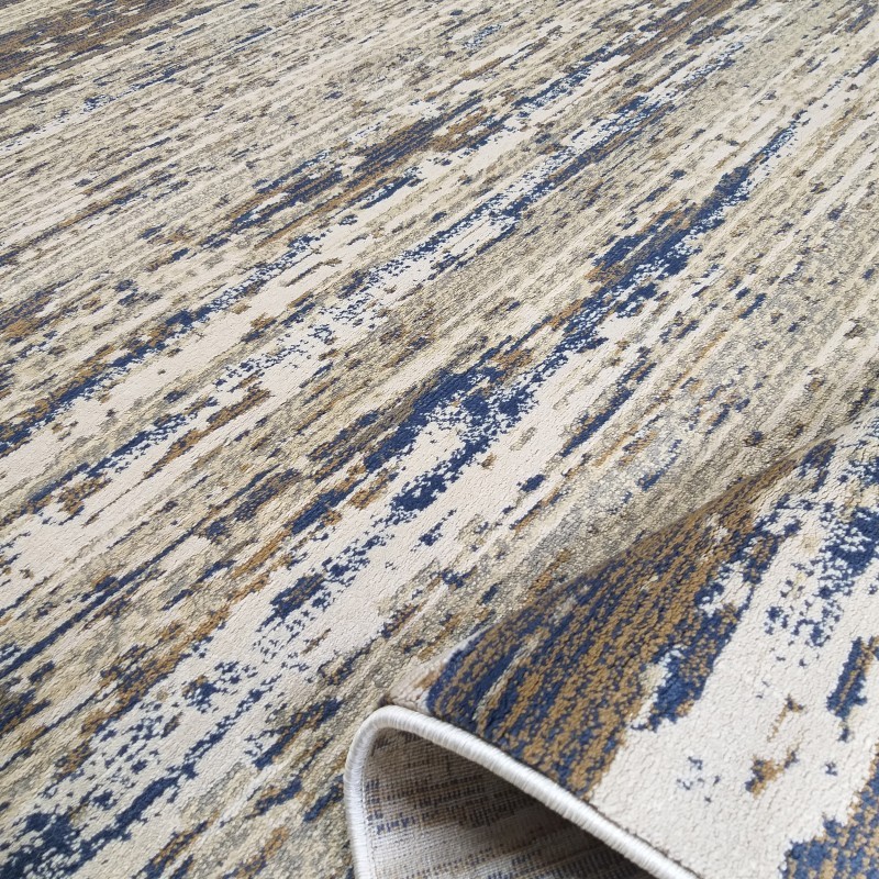 Modern szőnyeg bézsbarna színben, kék részletekkel