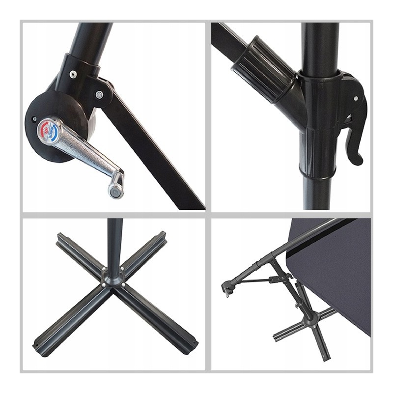 Parasol de grădină 3,5 m cu lumină solară LED - crem, UV50+