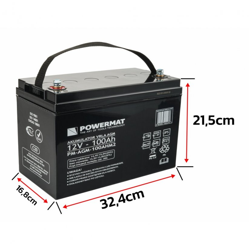 Оловно-киселинна батерия PM-AGM-100AHM2
