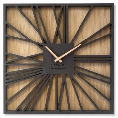 Phänomenale quadratische Uhr in einer Kombination aus Holz und luxuriöser schwarzer Farbe 50 cm