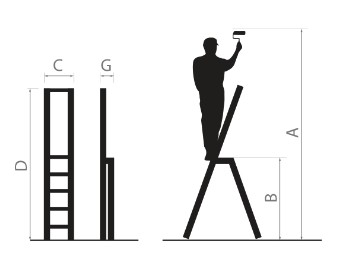 Aluminium-Leiter mit 8 Stufen, Handlauf und einer Tragfähigkeit von 150 kg