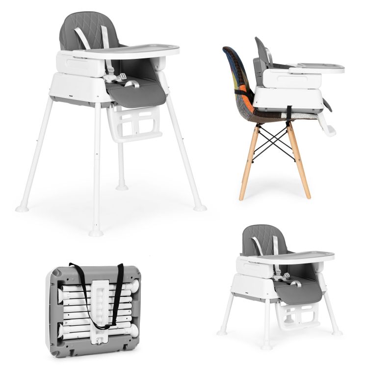 Dětská židlička na krmení 3v1 skládací ECOTOYS GRAY