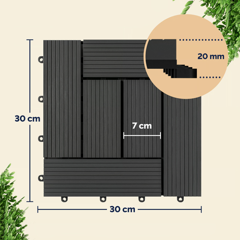 WPC pločice za terasu Mozaik antracit 30 × 30 cm