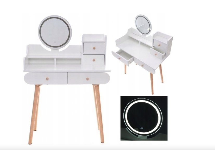Elegantný toaletný stolík s LED svetlom v škandinávskom dizajne