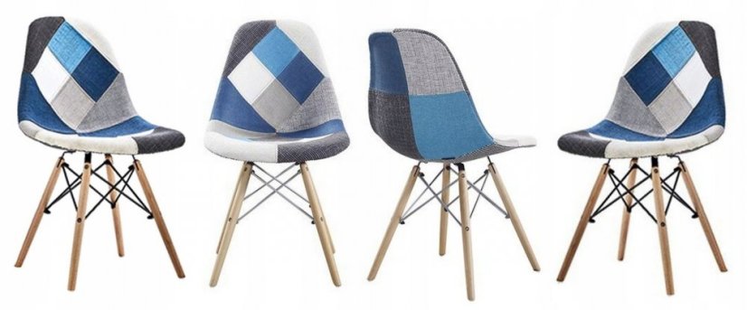 Pohodlná interiérová židle ve stylu patchwork do obývacího pokoje