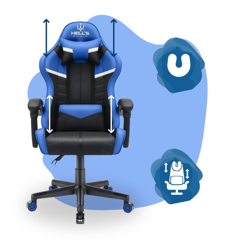 Детски стол за игра HC - 1004 черно и синьо