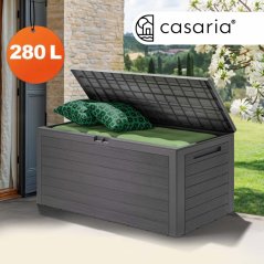 Vrtna kutija za pohranu WOODY 280 l - siva, vodootporna, s mogućnošću zaključavanja