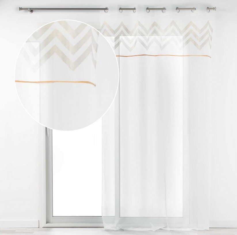 Elegante tenda bianca con dettagli dorati nella parte superiore 140 x 240 cm