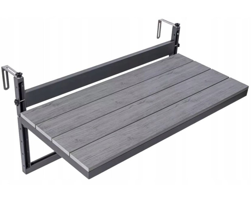 Závěsný balkonový stůl k zábradlí 80 x 40 cm - skládací, nastavitelný