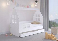 Grazioso lettino per bambini a forma di casetta con cassetto 160 x 80 cm