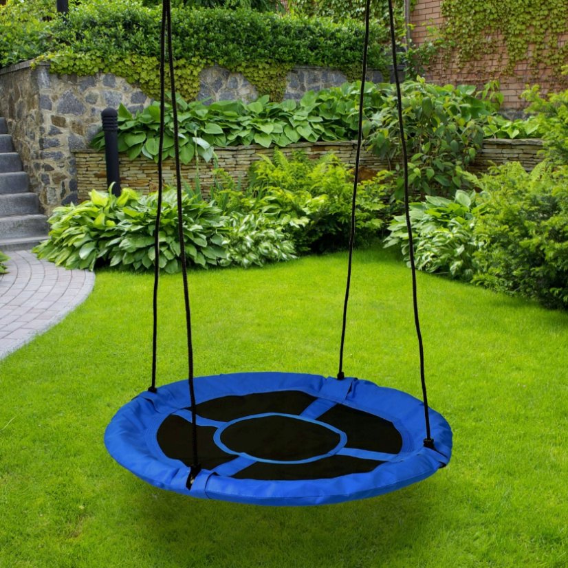 Závesný hojdací kruh pre deti v modrej farbe