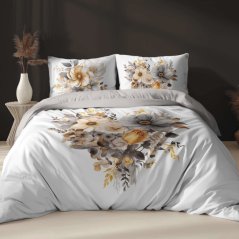 Fehér pamut ágynemű finom virágos szívvel