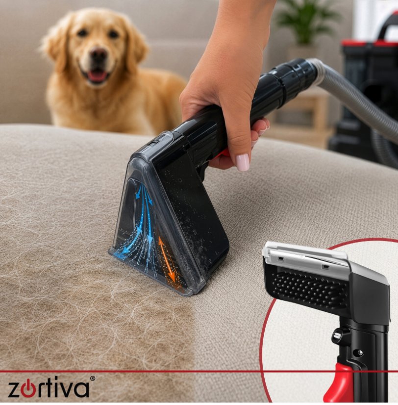 Extrakciós kárpittisztító – kárpittisztító gép kanapékhoz, szőnyegekhez és autóülésekhez VacTrim Zortiva 800 W, 17 000 Pa