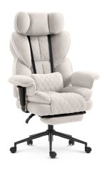 Ергономичен офисен стол HC-1037 с поставка за крака – кремава Teddy дамаска