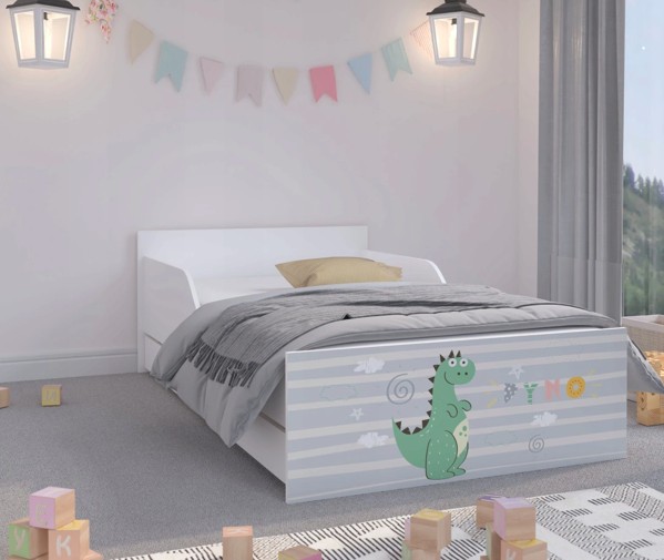 BLACK FRIDAY Kvalitní dětská postel s pohádkovým motivem dráčka 180 x 90 cm