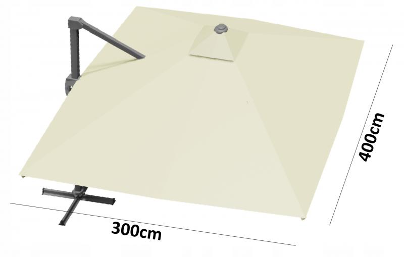 Béžový zahradní slunečník s LED osvětlením 3 x 4 m