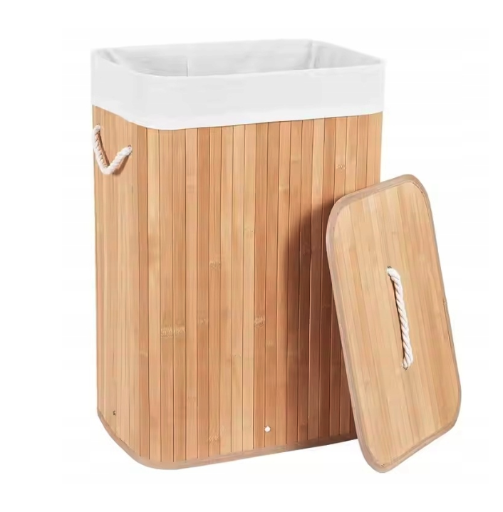 Veľký bambusový kôš na prádlo s vekom 72L
