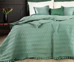 Obojstranný prehoz na posteľ s prešívaním zelenej farby