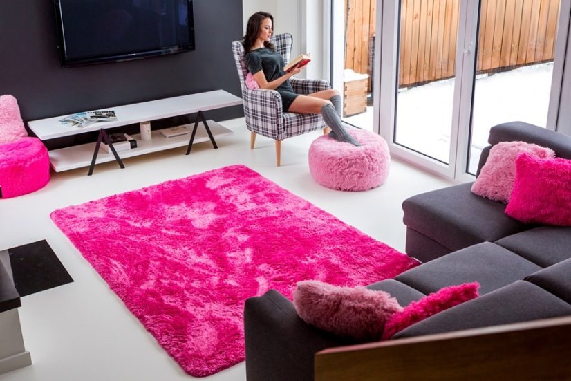 Hebké plyšové koberce ružovej farby