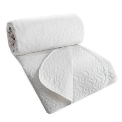 Zamatový prehoz v bielej farbe so vzorom šedo-hnedých listov