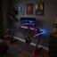 Čierny herný stôl, PC stôl s LED osvetlením RGB