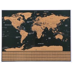 Mappa del mondo da grattare con bandiere 82 x 59 cm + accessori