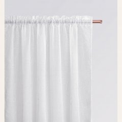 Weißer Vorhang Flory mit Blattmuster und Streifen 140 x 280 cm