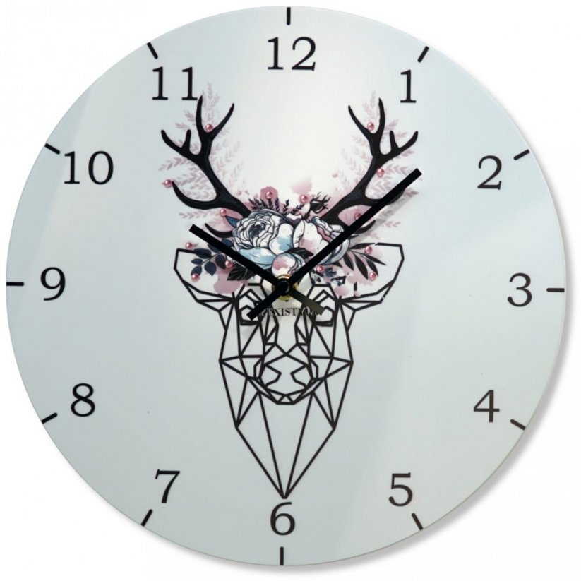 Dizajnerska bela stenska ura z jelenom 30 cm