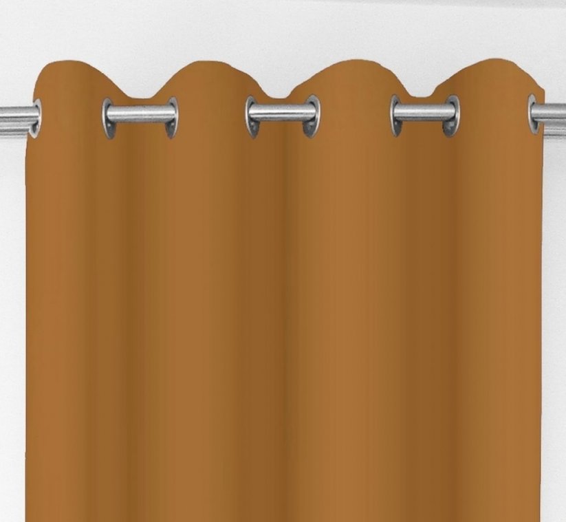 Egyszínű barna sötétítő függöny ringlikkel