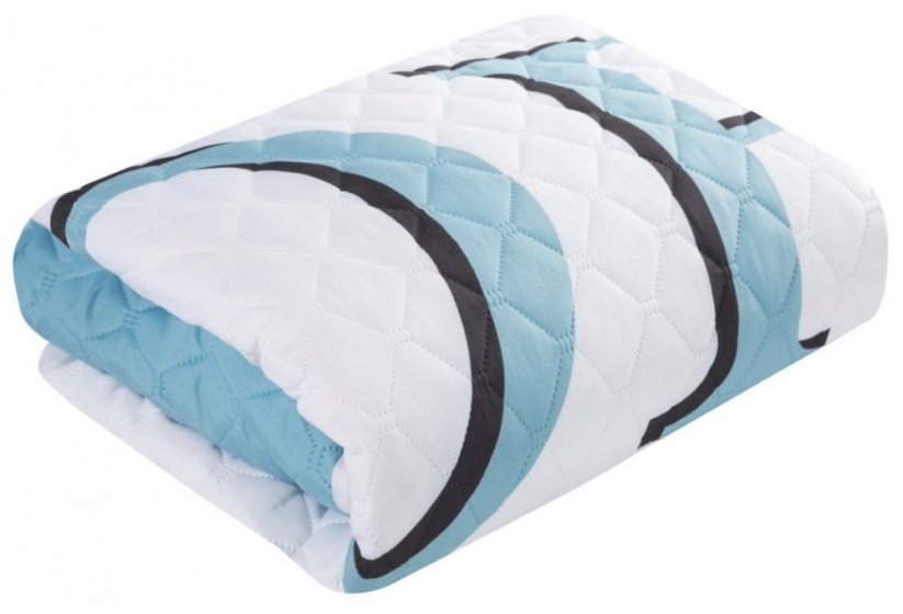 Bílý prošívaný přehoz na postel s barevným potiskem