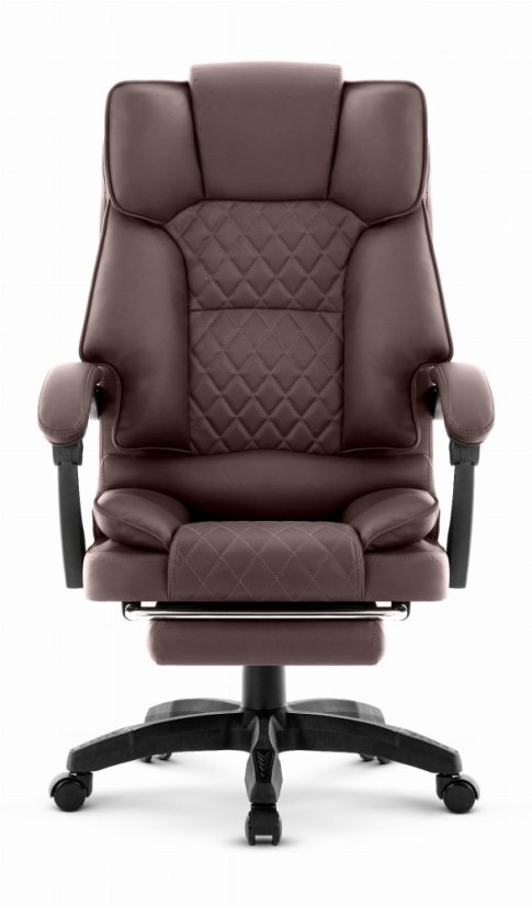 HC-1031 ergonomikus irodai szék öko-bőrből, lábtartóval - barna színben