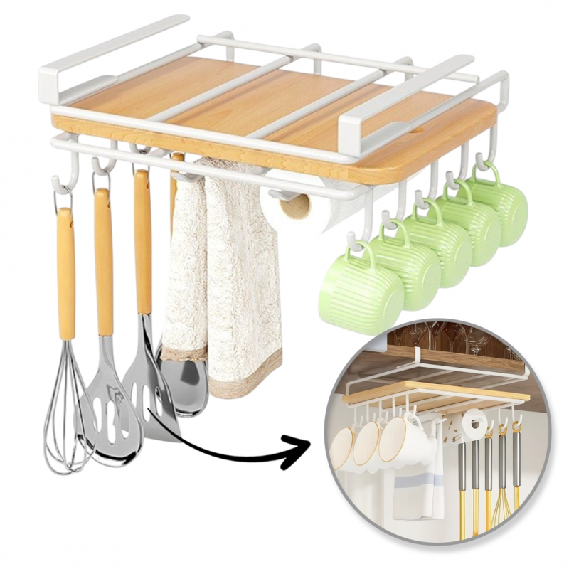 Függő fém polc - konyhai rendszerező fehér