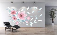 Wandaufkleber für Innen Bouquet von rosa Blumen