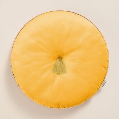 Okruhlý dekoračný vankúš ALLURE žltej farby s priemerom 45 cm