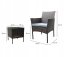 Set in rattan con tavolo e 2 poltrone - grigio + cuscini antracite