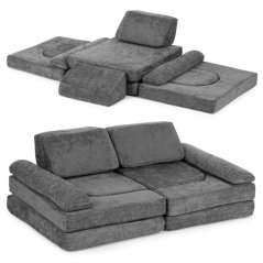Großes dunkelgraues modulares Kindersofa - 10 Teile