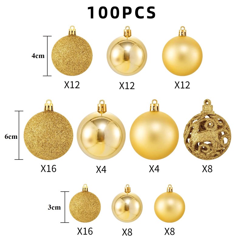 Ornamente albe pentru pomul de Crăciun 100pcs