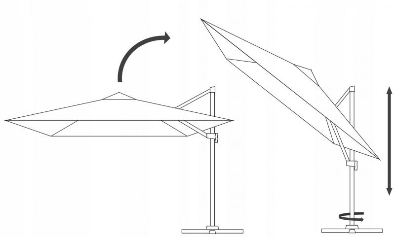 Béžový zahradní slunečník s LED osvětlením 3 x 4 m